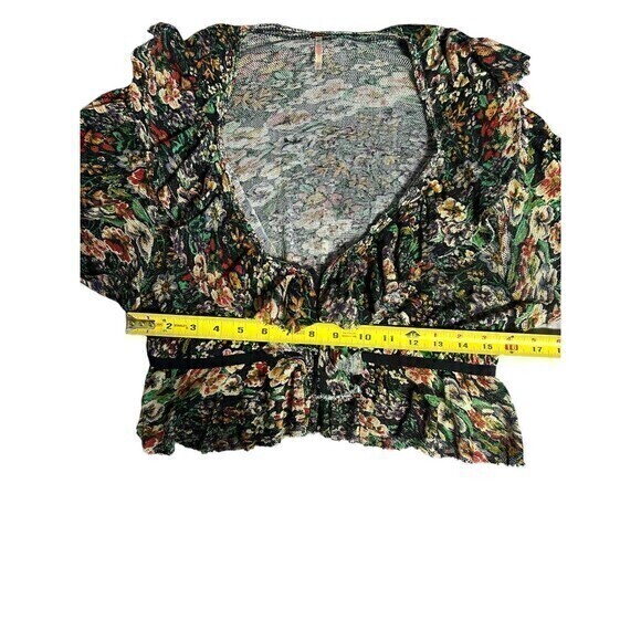 Free People Rudi Ruffled Crop Top Multi Floral Size S Trendy event whimsical‎ - Picture 4 of 7